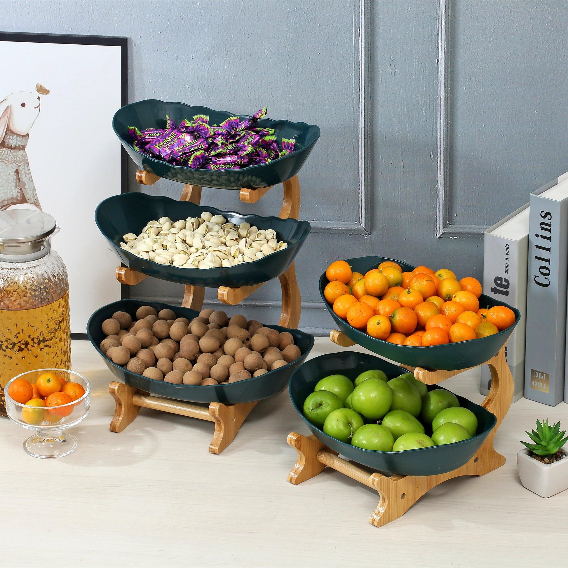 2/3 Layer Fruit Plate Home Living Room Plastic Snack Dish Creative Modern Dried Fruit Basket Candy Dish Cake Stand Salad Bowl - Okayhai