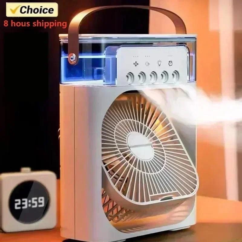 3 In 1 Portable Humidifier Fan Mini Air Conditioners USB Mini fan LED Night Light Water Mist Fun Air Cooler Humidifie For Home - Okayhai