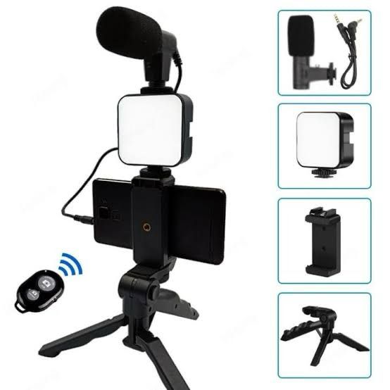 VLogging Kit with Mic / Light Mobile Holder Tripod stand Wireless with Remote control best for indoor and outdoor shooting and recording Okayhai