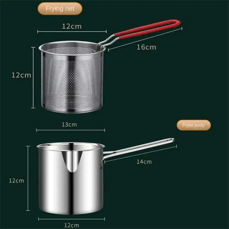 Deep Frying Pot 304 Stainless Steel Kitchen Fryer With Strainer Tempura Fryer Pan - Okayhai