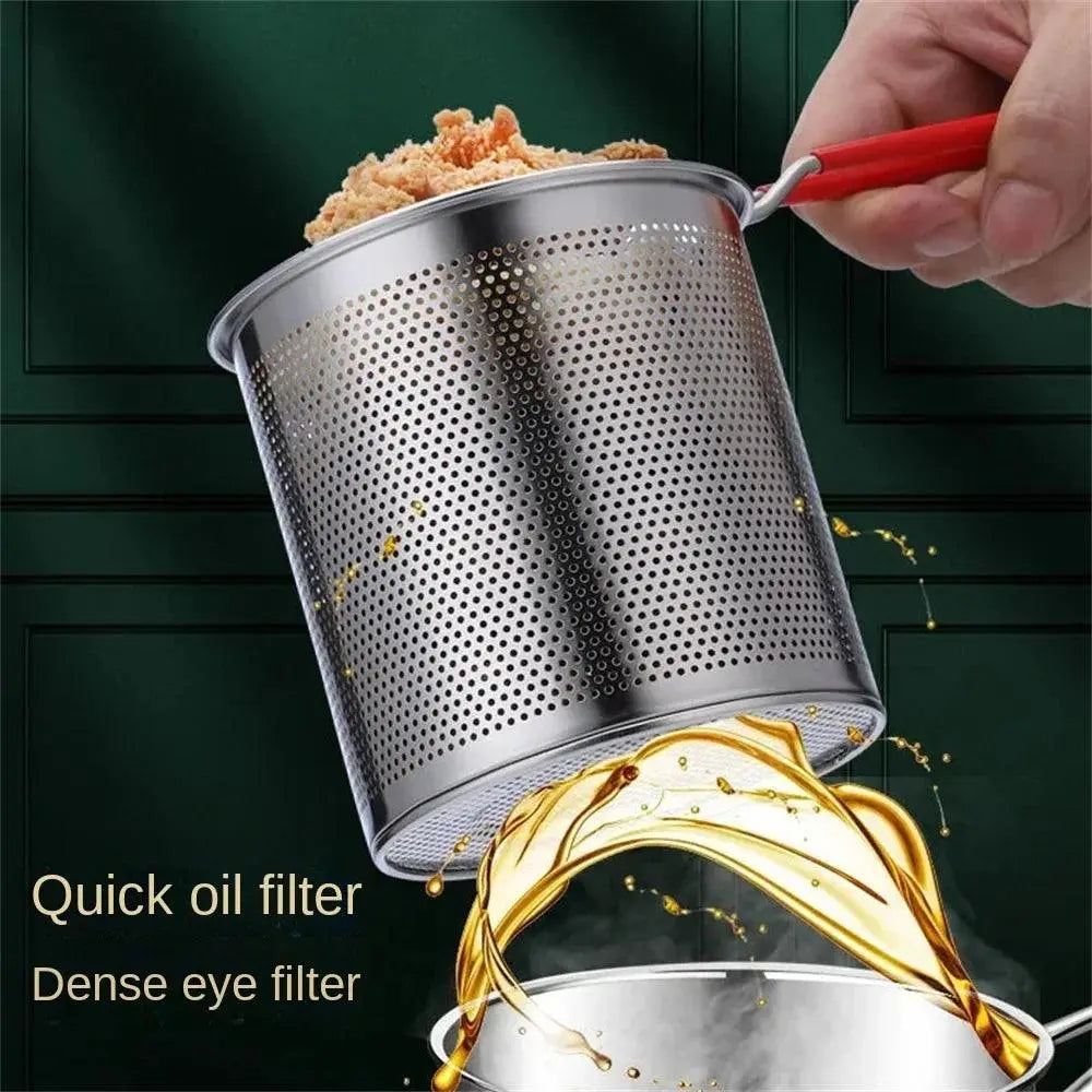 Deep Frying Pot 304 Stainless Steel Kitchen Fryer With Strainer Tempura Fryer Pan - Okayhai