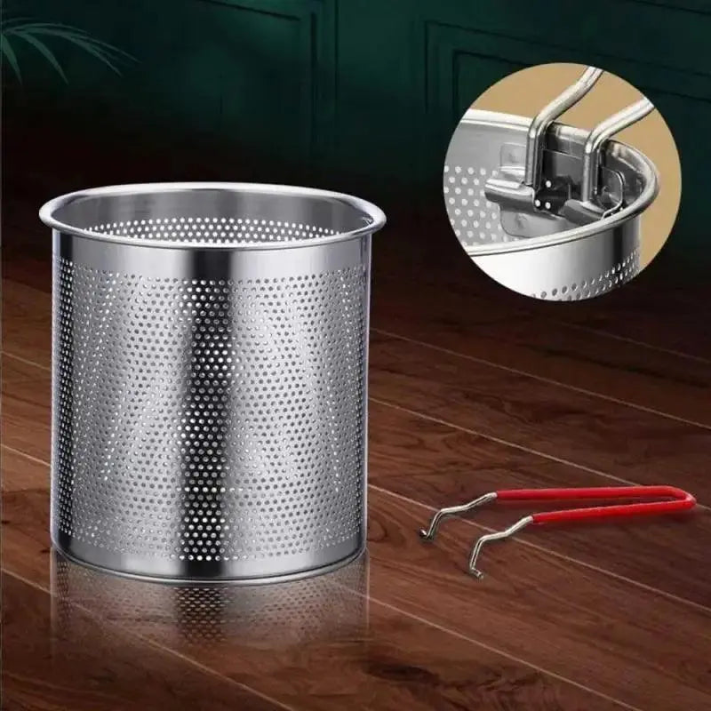 Deep Frying Pot 304 Stainless Steel Kitchen Fryer With Strainer Tempura Fryer Pan - Okayhai
