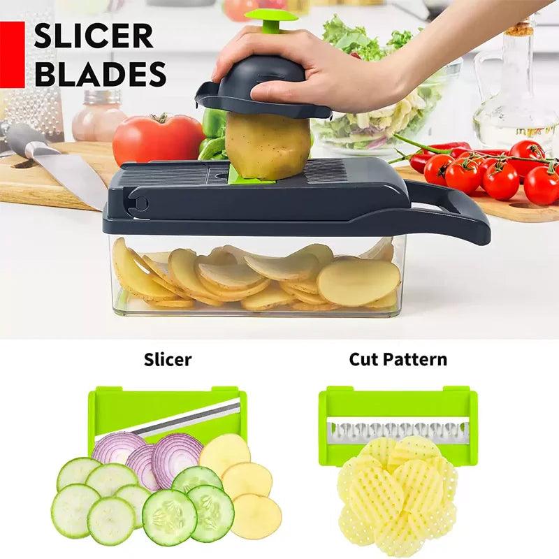 Multifunctional vegetable chopper 14/16 in one chopper handle food grate chopper kitchen vegetable slicer dicing machine cutting - Okayhai