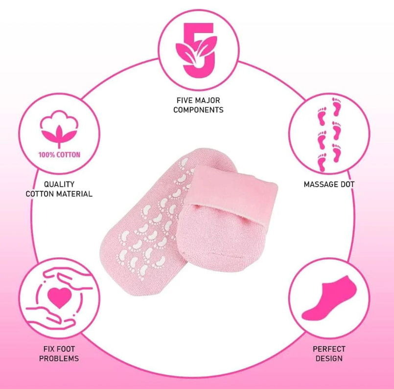 Moisturizing Spa Gel Socks for Cracked Heels – Soft Silicone Heel Repair Socks Anti Slip Okayhai