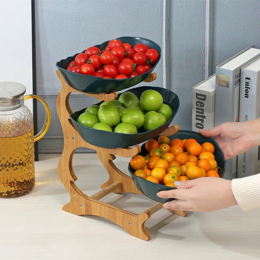 2/3 Layer Fruit Plate Home Living Room Plastic Snack Dish Creative Modern Dried Fruit Basket Candy Dish Cake Stand Salad Bowl - Okayhai