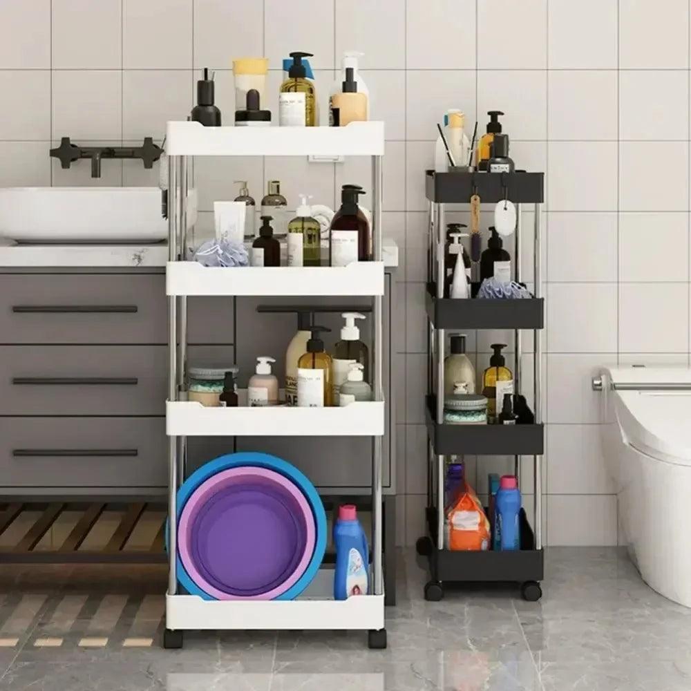 3/4 Layer Rolling Utility Cart, Bathroom Storage Rack With Wheels,Bathroom Storage Organizer, Multi - purpose Utility Cart - Okayhai