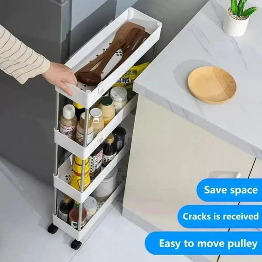 3/4 Layer Rolling Utility Cart, Bathroom Storage Rack With Wheels,Bathroom Storage Organizer, Multi - purpose Utility Cart - Okayhai