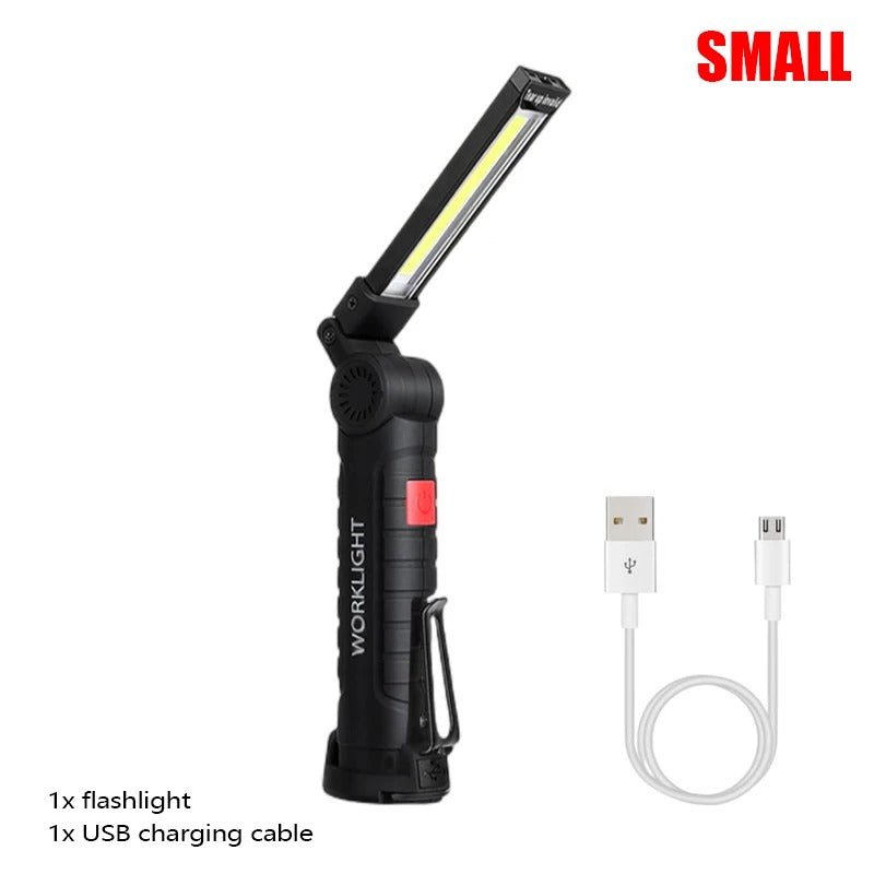 5 Mode Portable COB LED Flashlight USB Rechargeable with Magnetic Base and Pocket Holder camping torch - Okayhai