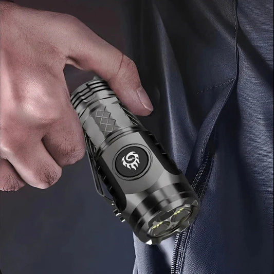 Three-Eyed Monster Mini Flash Super Power flashlight Rechargeable Portable Outdoor Lighting Long-Range Powerful Flash Lights Okayhai