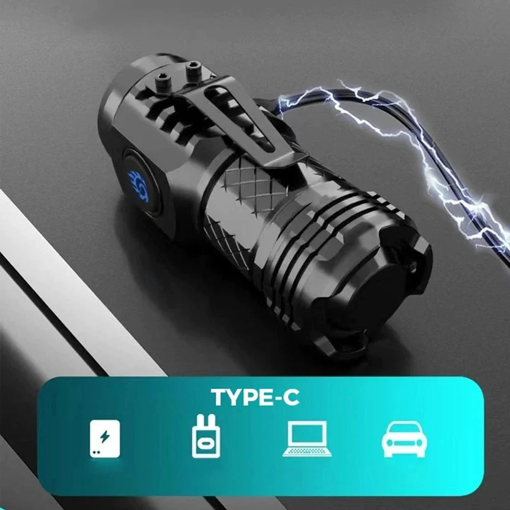 Three-Eyed Monster Mini Flash Super Power flashlight Rechargeable Portable Outdoor Lighting Long-Range Powerful Flash Lights Okayhai
