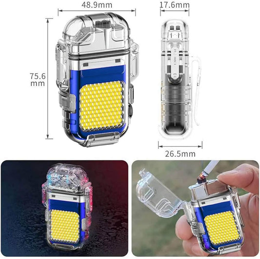 Charging Electric Lighter with Mini COB Light Keychain LED Light With 3 Flashlight Mode USB Rechargeable The Perfect Combo For All Your Lighting Needs For Indoor And Outdoor Use for camping travelling and home Okayhai