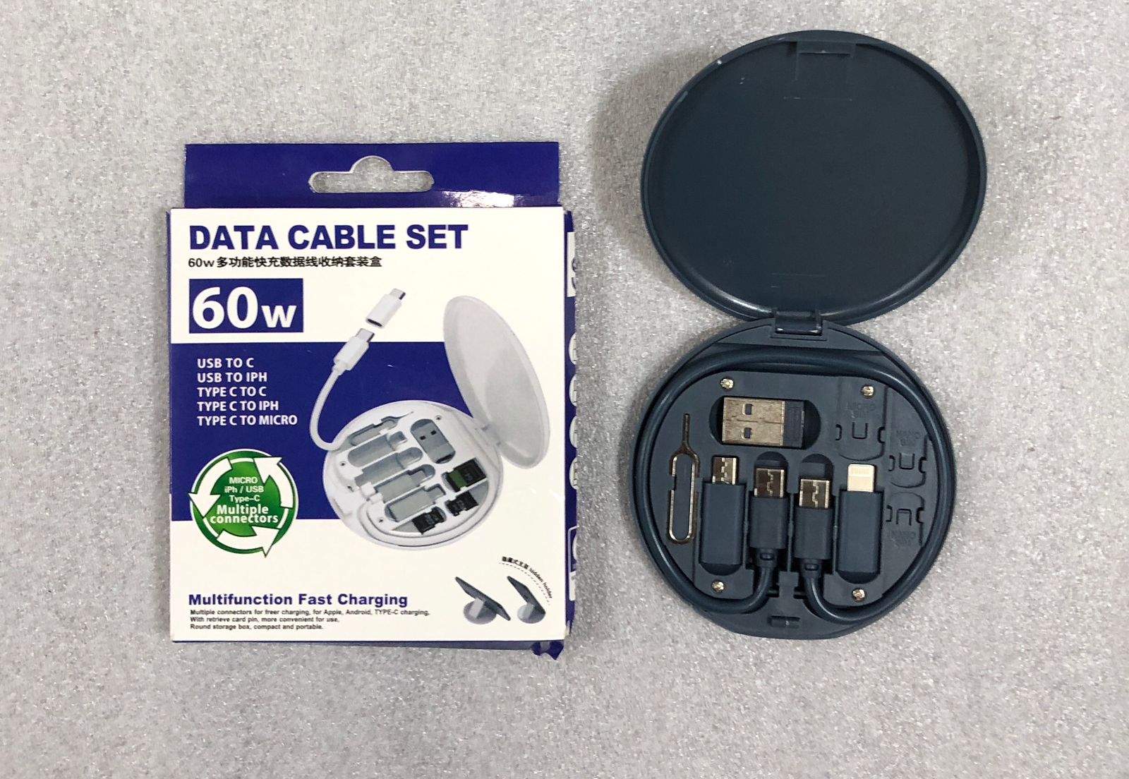 Multifunctional Data Cable Set for Mobile Charging 60w Fast Charging Cable For Android & IOS Mobile Okayhai
