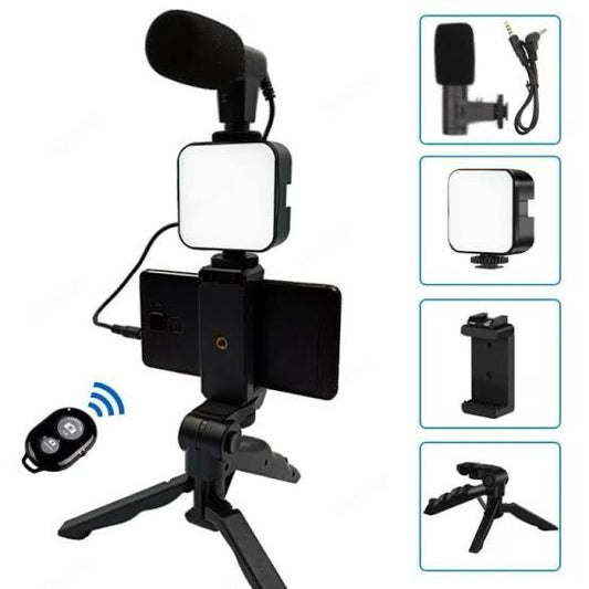 VLogging Kit with Mic / Light Mobile Holder Tripod stand Wireless with Remote control best for indoor and outdoor shooting and recording Okayhai