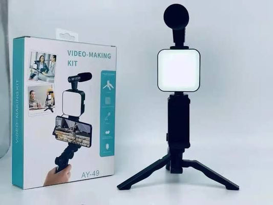 VLogging Kit with Mic / Light Mobile Holder Tripod stand Wireless with Remote control best for indoor and outdoor shooting and recording Okayhai
