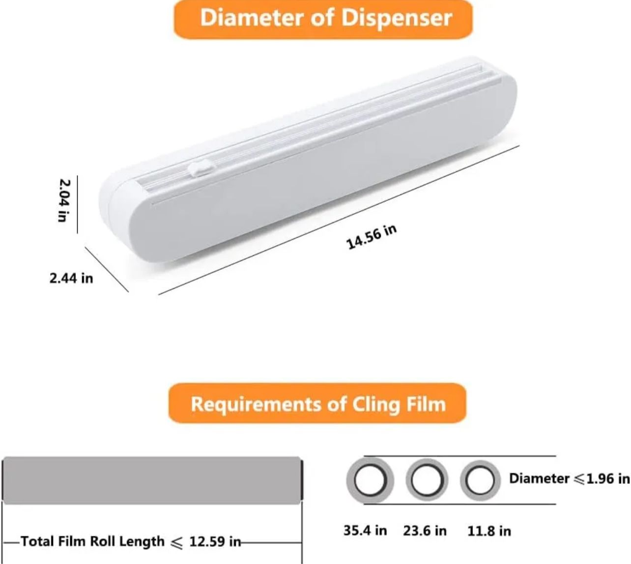 Plastic film cutter and dispenser Cling Film Dispenser easy to wrap and cut Slide Cutter, BPA Free Plastic body best quality best for Home and Kitchen Okayhai
