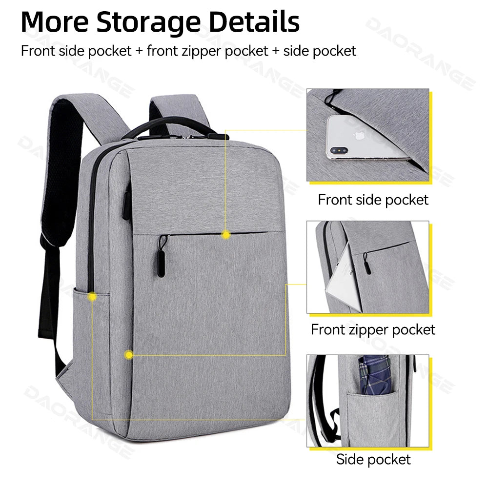Laptop Bag USB Backpack for Large Capacity Travelling Waterproof Multi-pockets Laptop Cover with USB Charger Port Okayhai