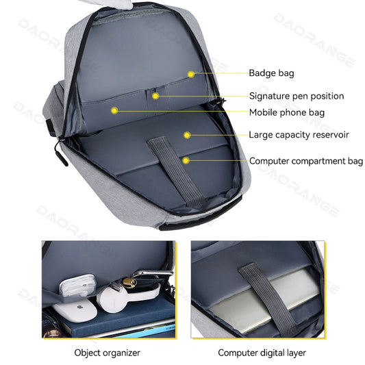 Laptop Bag USB Backpack for Large Capacity Travelling Waterproof Multi-pockets Laptop Cover with USB Charger Port Okayhai