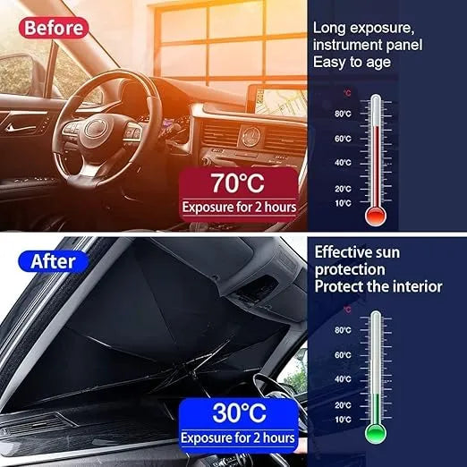 Car Windshield Sun Shade Umbrella – Foldable UV Heat Shield Okayhai