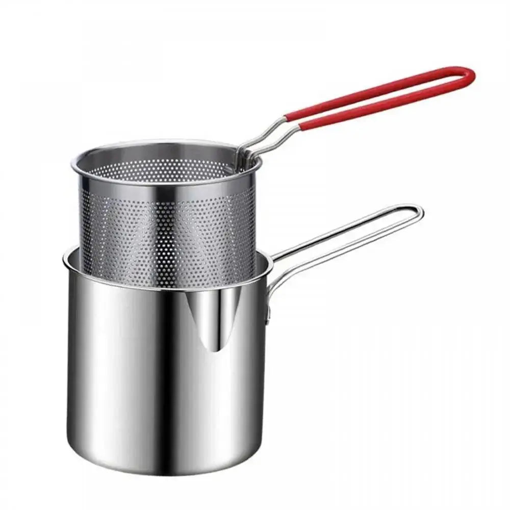 Deep Frying Pot 304 Stainless Steel Kitchen Fryer With Strainer Tempura Fryer Pan - Okayhai