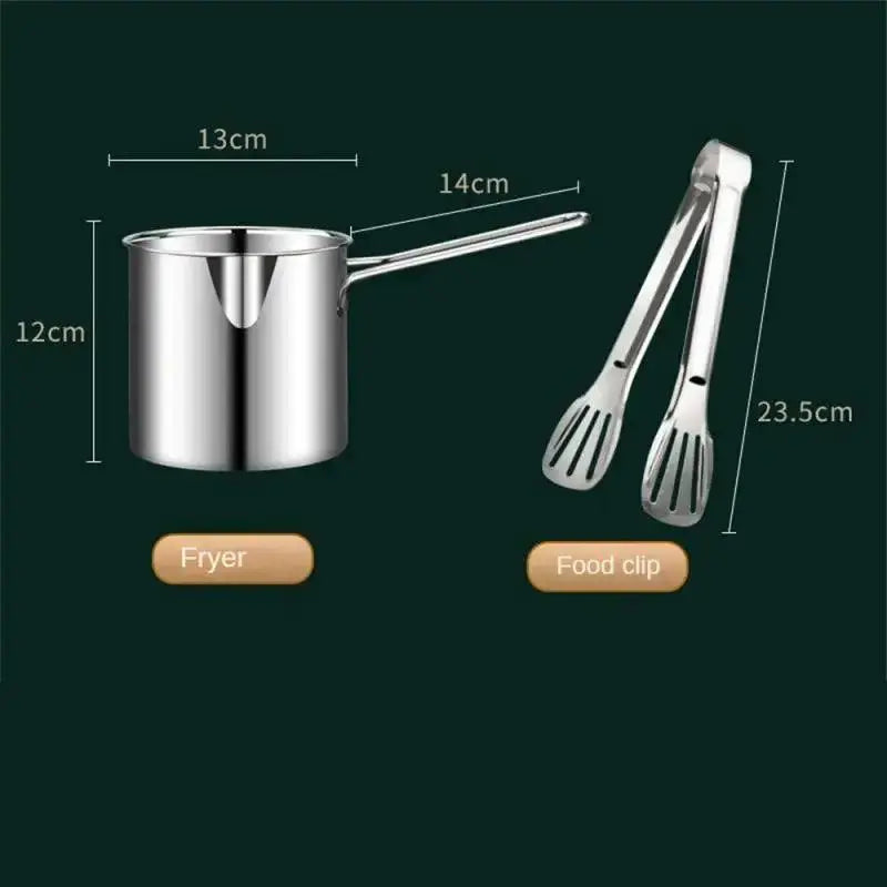 Deep Frying Pot 304 Stainless Steel Kitchen Fryer With Strainer Tempura Fryer Pan - Okayhai