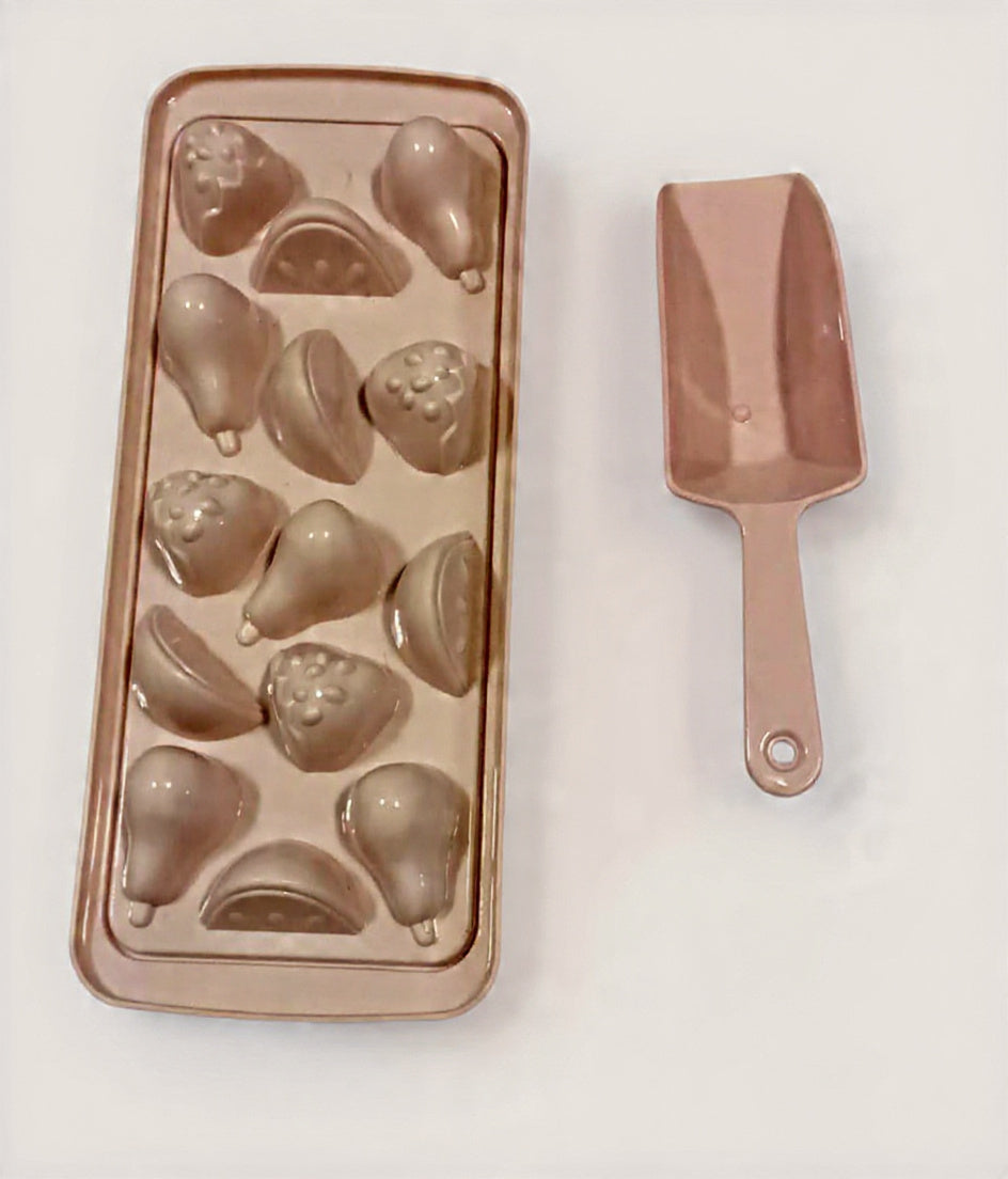 Fruit Shape Ice Try with Storage Box and Serving Spoon Okayhai