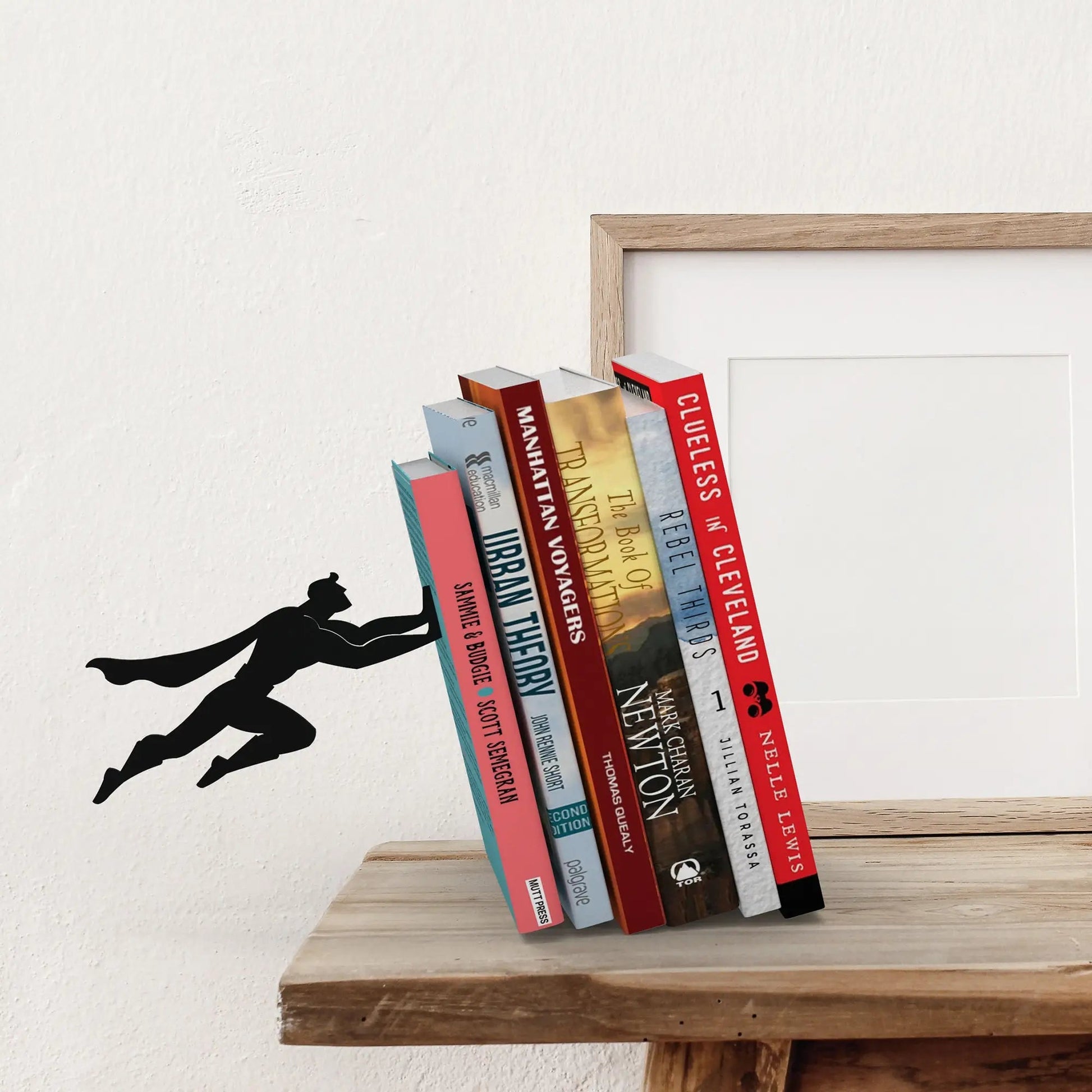 Superhero themed Bookend - Book Holder Shaped as a Superhero - Acrylic Black Book Accessories - Cool gift Okayhai