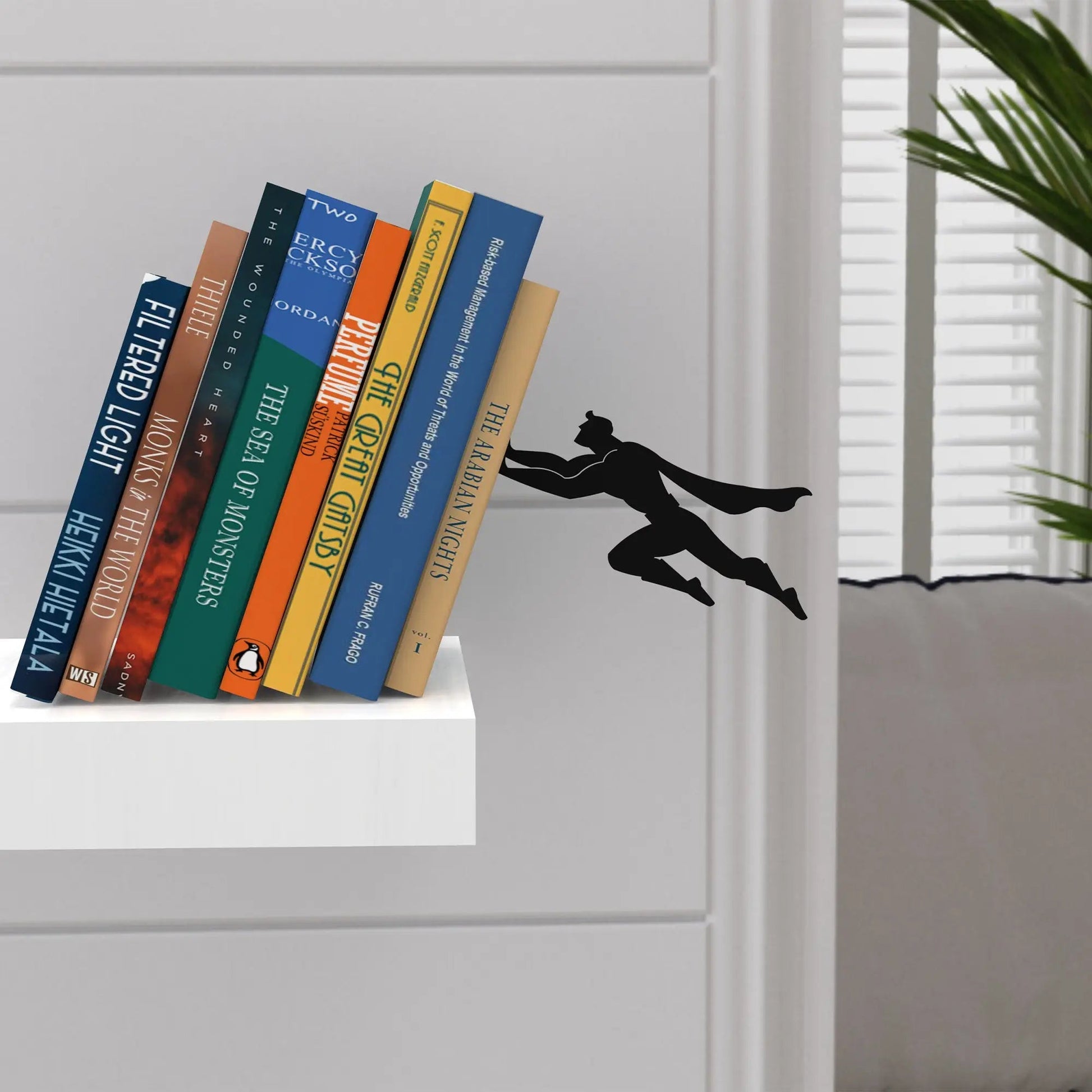 Superhero themed Bookend - Book Holder Shaped as a Superhero - Acrylic Black Book Accessories - Cool gift Okayhai