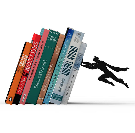 Superhero themed Bookend - Book Holder Shaped as a Superhero - Acrylic Black Book Accessories - Cool gift Okayhai