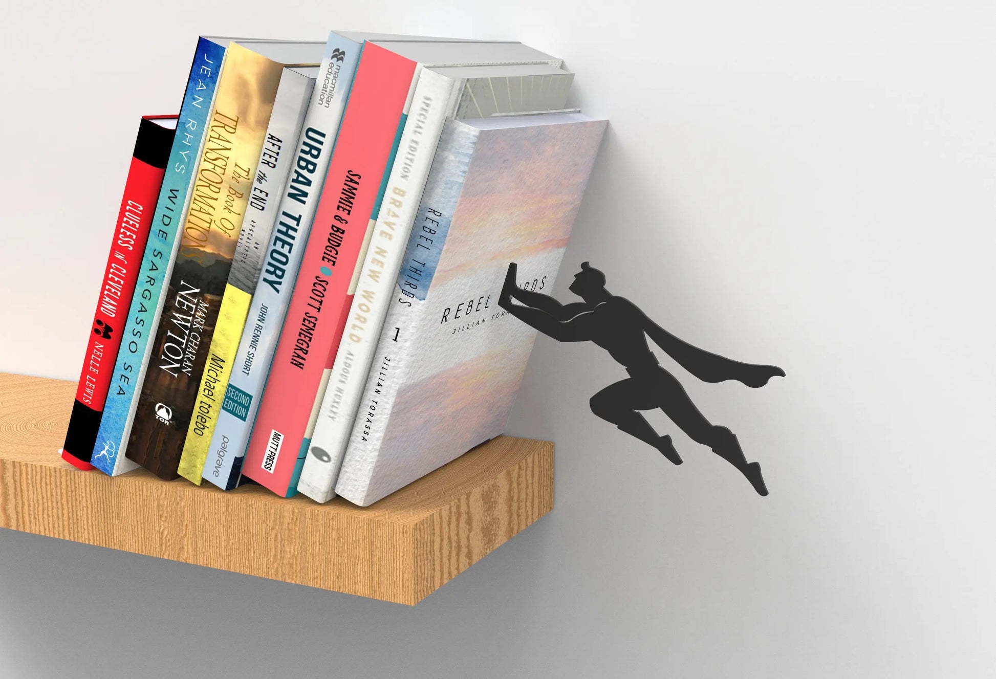 Superhero themed Bookend - Book Holder Shaped as a Superhero - Acrylic Black Book Accessories - Cool gift Okayhai
