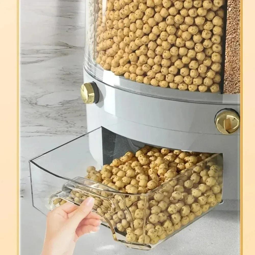 Kitchen Storage Box 360 Degree Rotating Rice Dispenser Sealed Dry Cereal Grain Bucket Dispenser Moisture - proof Food Container - Okayhai