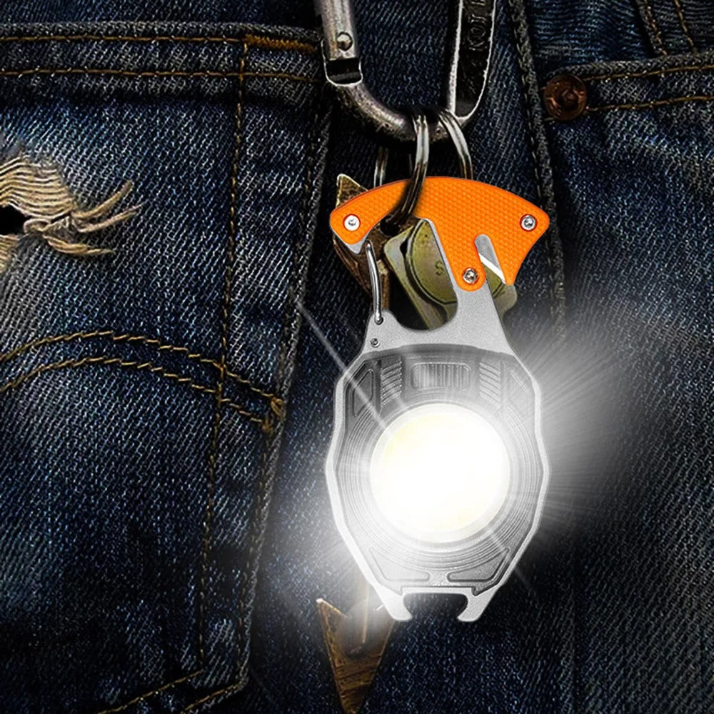 Portable Cob LED Flashlight Mini Work Light Outdoor Camping Climbing With Keychain Okayhai