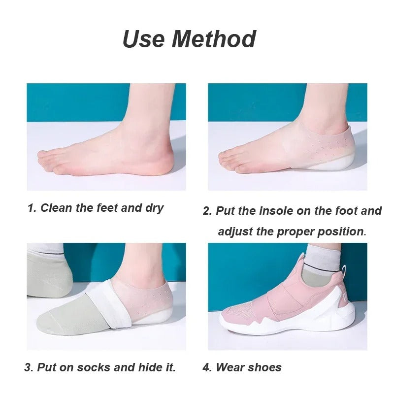 Concealed Footbed Enhancers Invisible Height Increase Soft Silicone Heel Insoles Wearable Heel Cushion Inserts Suitable for Men Women height increases up to 1.5 inch Okayhai