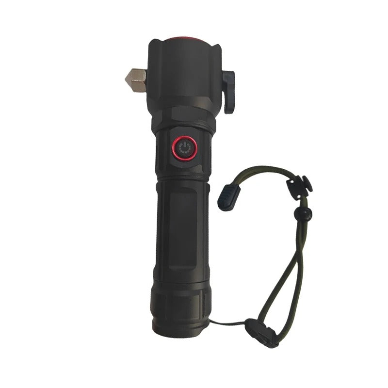 Hammer Torch Long Range Multifunction USB Rechargeable with Car Window Breaker for Emergency Travel and Hunting Okayhai