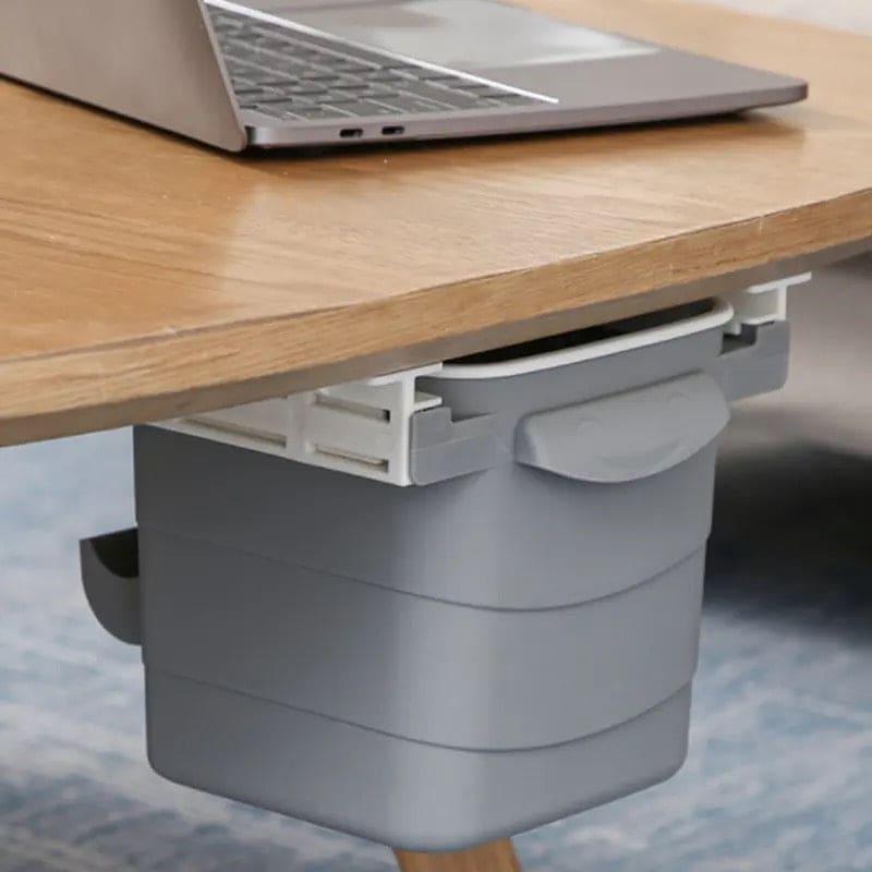 Mini under table dustbin Kitchen Dustbin Cabinet Table Hanging Mini Dustbin Plastic Trash Garbage Hidden Retractable Office Desk Adhesive Dustbin Okayhai