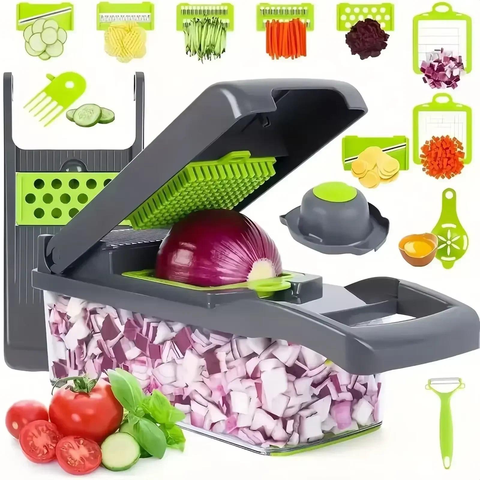 Multifunctional vegetable chopper 14/16 in one chopper handle food grate chopper kitchen vegetable slicer dicing machine cutting - Okayhai