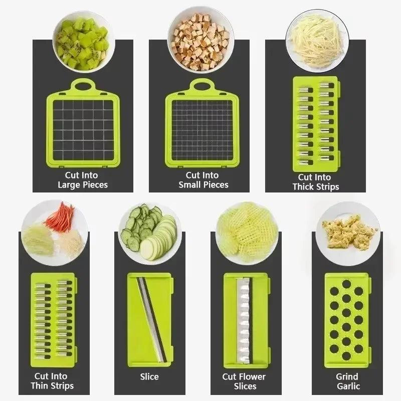 Multifunctional vegetable chopper 14/16 in one chopper handle food grate chopper kitchen vegetable slicer dicing machine cutting - Okayhai