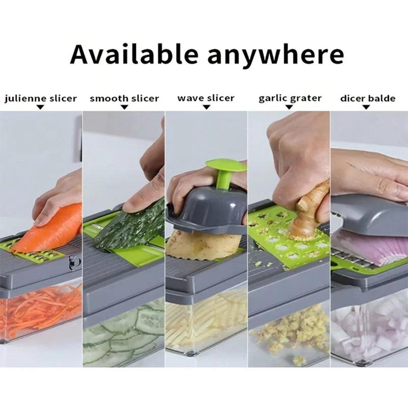 Multifunctional vegetable chopper 14/16 in one chopper handle food grate chopper kitchen vegetable slicer dicing machine cutting - Okayhai