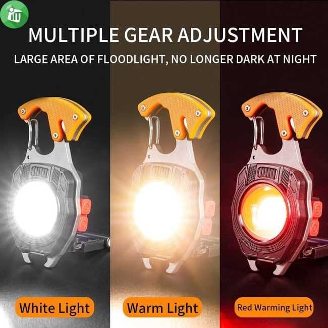Portable Cob LED Flashlight Mini Work Light Outdoor Camping Climbing With Keychain - Okayhai
