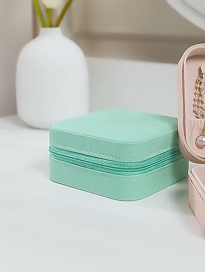 Mini leather Jewellery Box with multiple sections easily fit in your handbag for Travel and outdoor