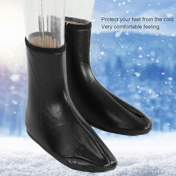 Black Leather Winter Socks - Lined Winter Collection Warm, Stylish and Durable Okayhai