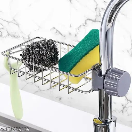 Stainless Steel Sink Faucet Caddy – Screw-On Organizer Basket Okayhai