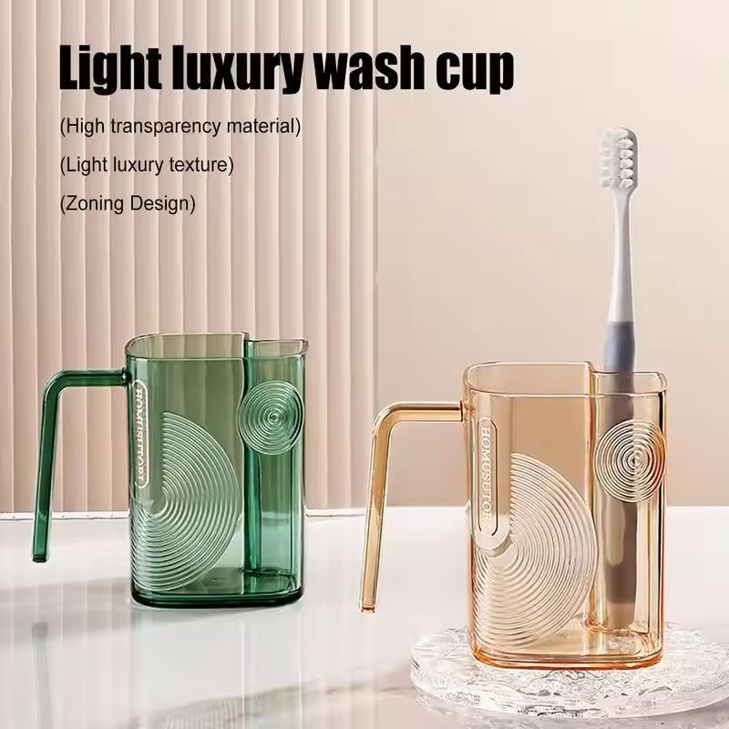 Toothbrush Holder with Mouth Washing Cup Premium Design Crystal Material for Bathroom use Okayhai