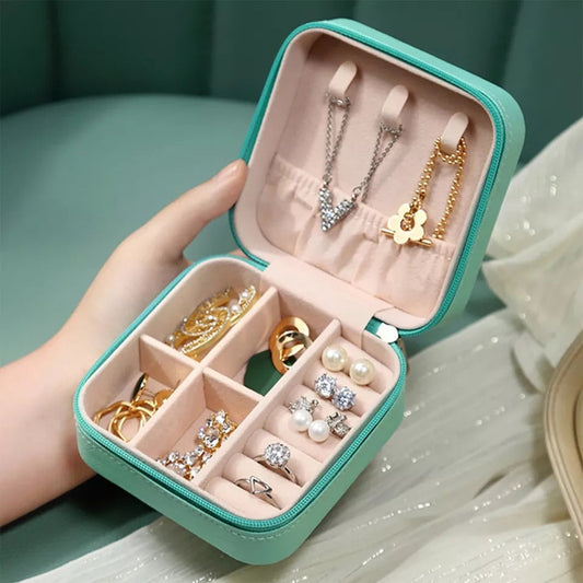 Mini leather Jewellery Box with multiple sections easily fit in your handbag for Travel and outdoor Okayhai