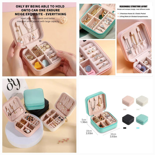 Mini leather Jewellery Box with multiple sections easily fit in your handbag for Travel and outdoor Okayhai