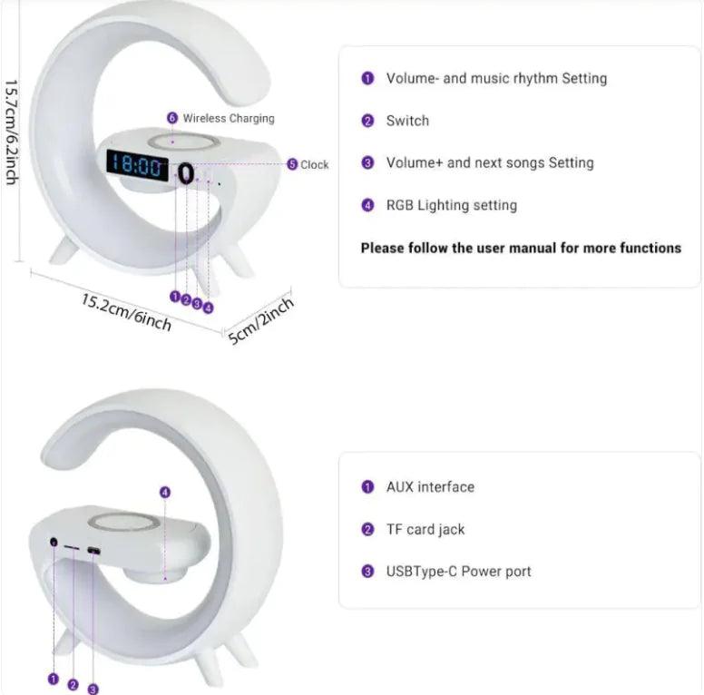 Smart G Lamp with Bluetooth Speaker - Multifunctional RGB Lights - Okayhai